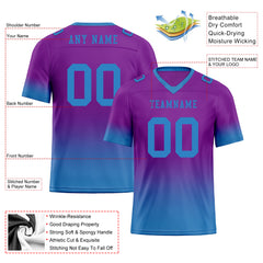 Custom Blue Purple Fade Fashion Personalized Authentic Football Jersey FBJ02-D06108