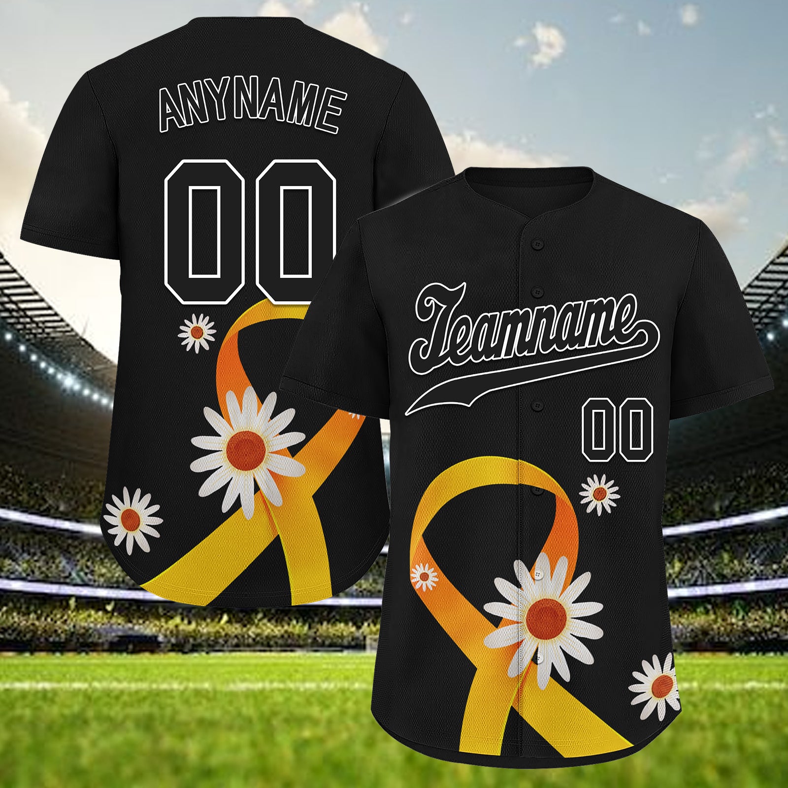 Custom Black World Cancer Day Personalized Authentic Baseball Jersey BSBJ01-E06020-7