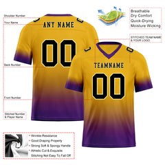 Custom Purple Gold Fade Fashion Personalized Authentic Football Jersey FBJ02-D06095