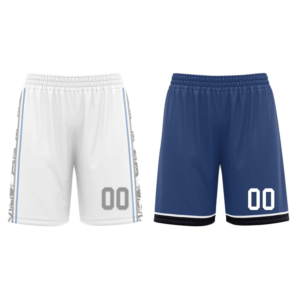 Custom White Gray Blue Dallas City Edition Personalized Reversible Basketball Set Sports Basketball Jersey BBJ01R-D0610-7