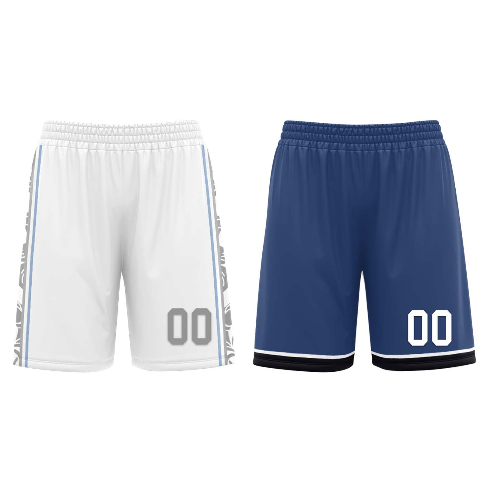 Custom White Gray Blue Dallas City Edition Personalized Reversible Basketball Set Sports Basketball Jersey BBJ01R-D0610-7