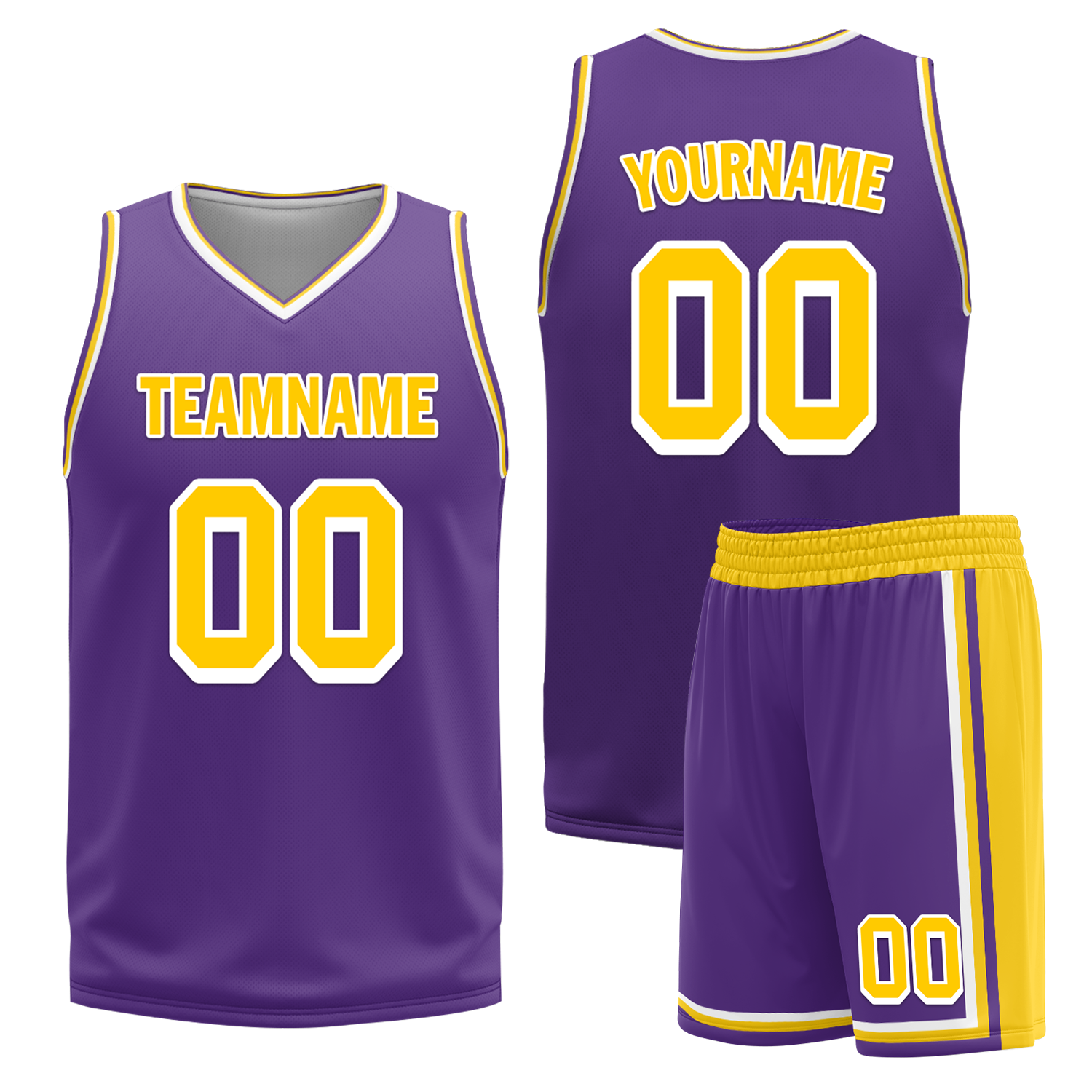 Custom Yellow Purple Classic Style Reversible Basketball Uniform Personalized Ordinary BBJR-D017034