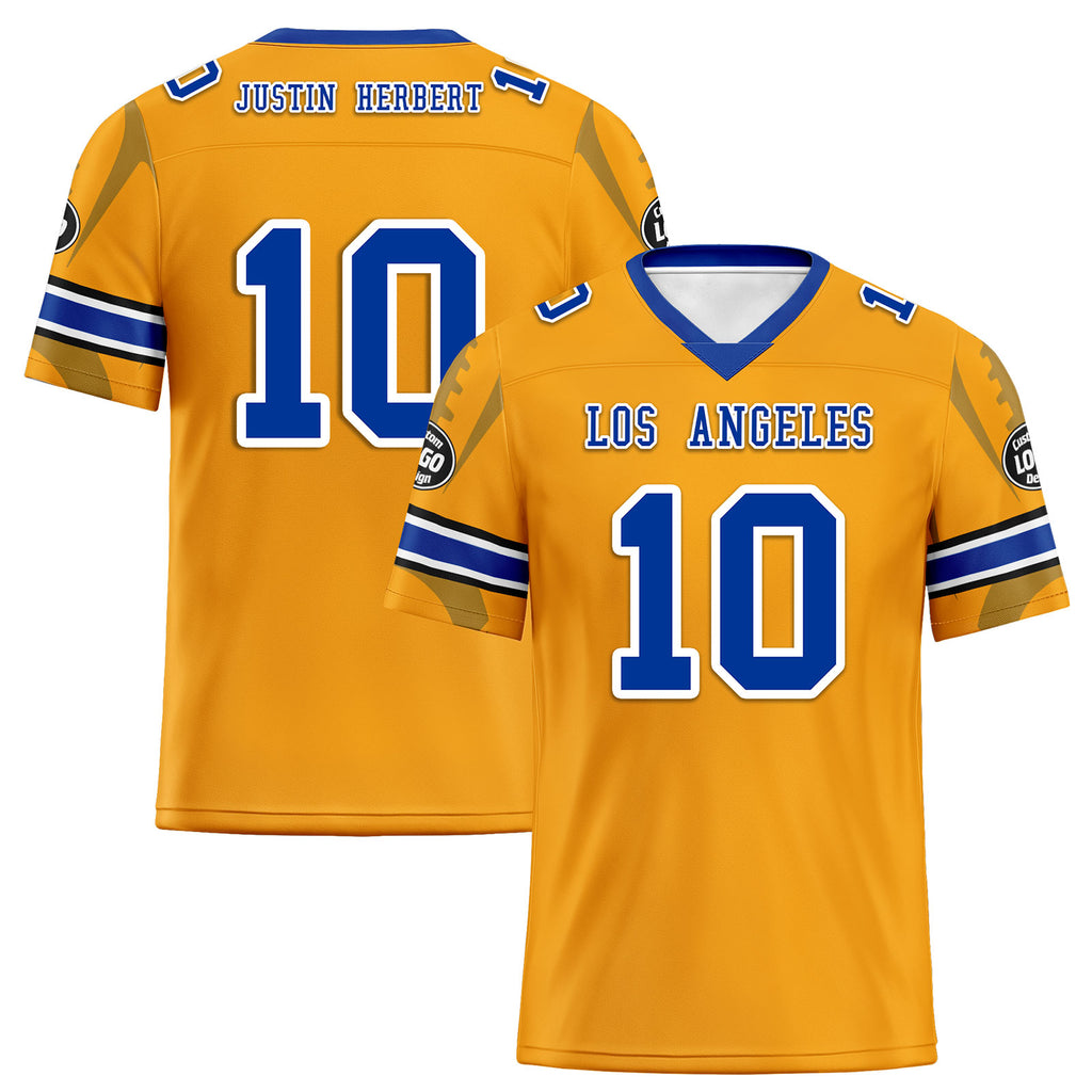 Custom Yellow Los Angeles Football Jersey and Sports Shoes Combo Offer Personalized Combo ZH-D025008-14