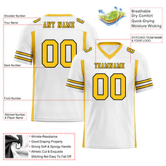 Custom White Yellow Striped Sleeves Personalized Authentic Football Jersey FBJ02-D06052