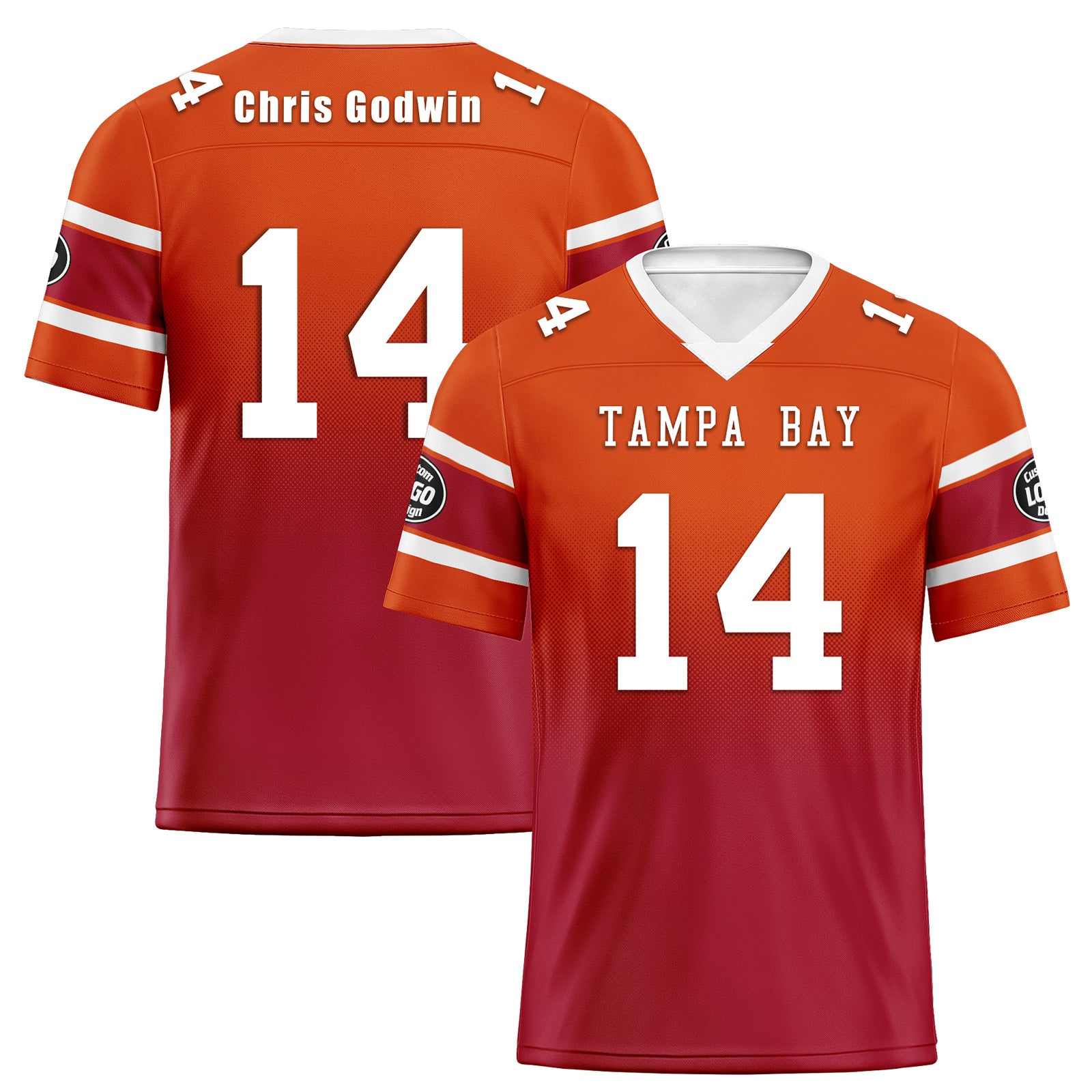 Custom Orange Red Tampa Bay Football Jersey and Hat Combo Offer Personalized Combo ZH-D020326-29