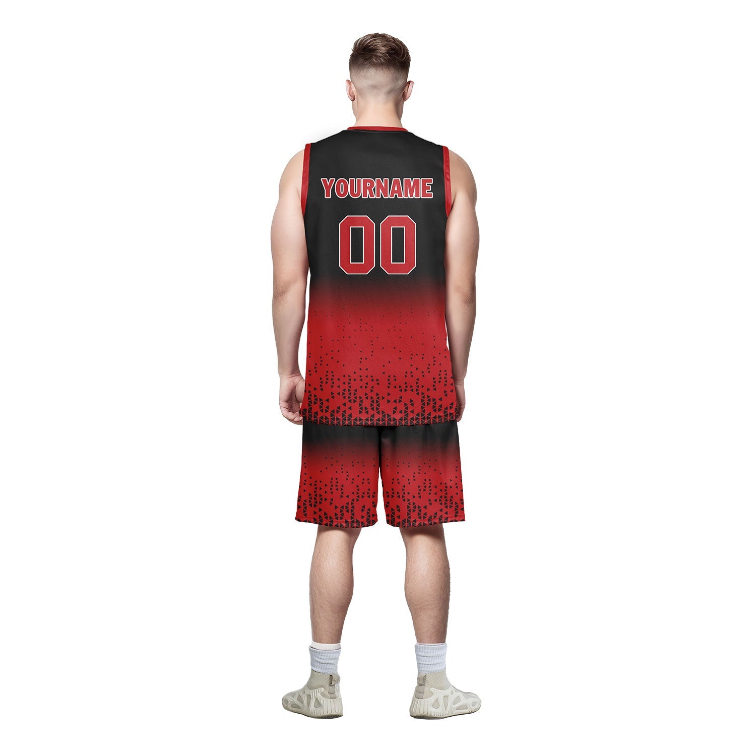 Custom Black Red Fade Fashion Sports Uniform Basketball Jersey BBJ01-D020102-4