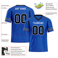 Custom Blue Black Striped Sleeves Personalized Authentic Football Jersey FBJ02-D06071