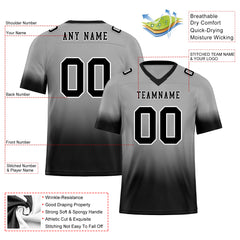 Custom Gray Black Fade Fashion Personalized Authentic Football Jersey FBJ02-D06103