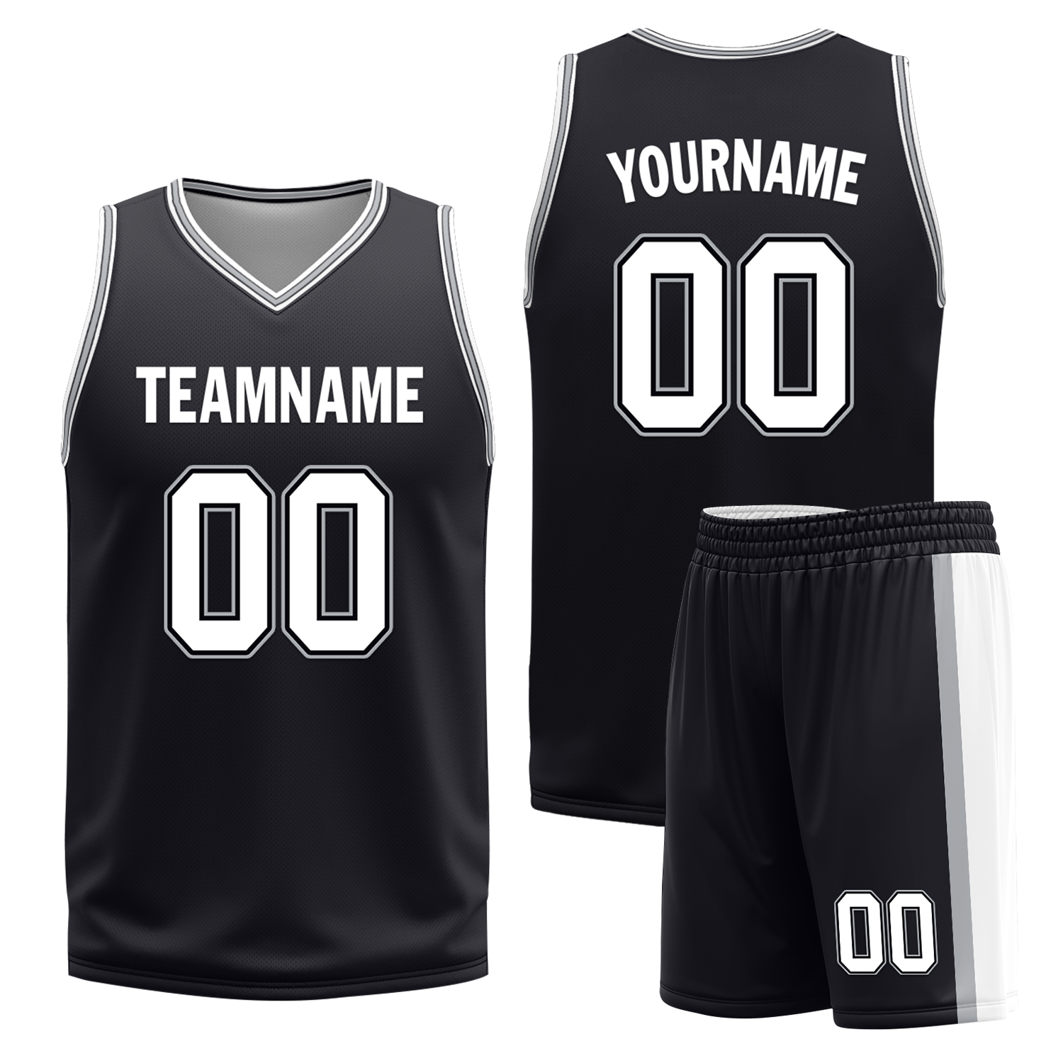 Custom White Black Classic Style Reversible Basketball Uniform Personalized COOLMAX BBJR-D017051