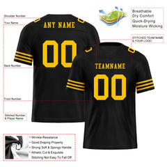 Custom Black Yellow Striped Sleeves Personalized Authentic Football Jersey FBJ02-D06040