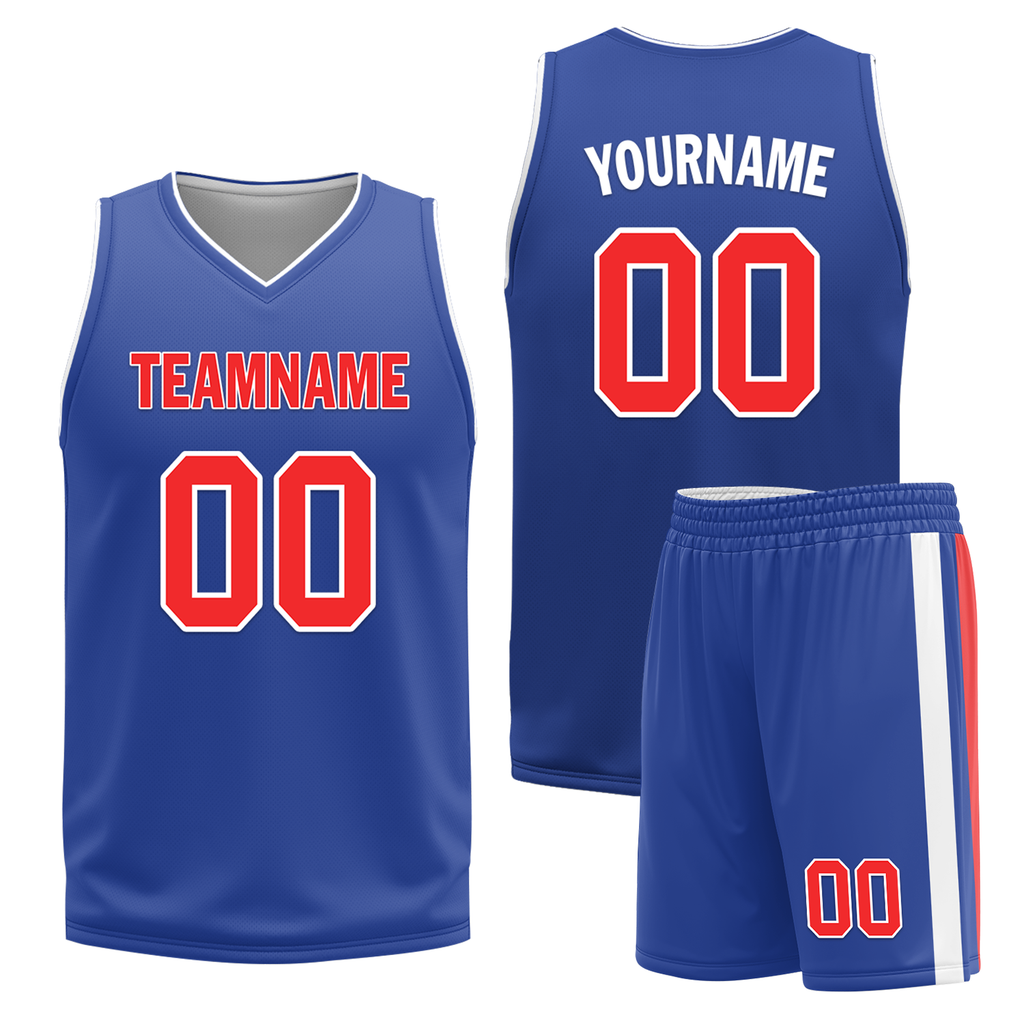 Custom White Blue Classic Style Reversible Basketball Uniform Personalized COOLMAX BBJR-D017020