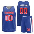 Custom White Blue Classic Style Reversible Basketball Uniform Personalized COOLMAX BBJR-D017020