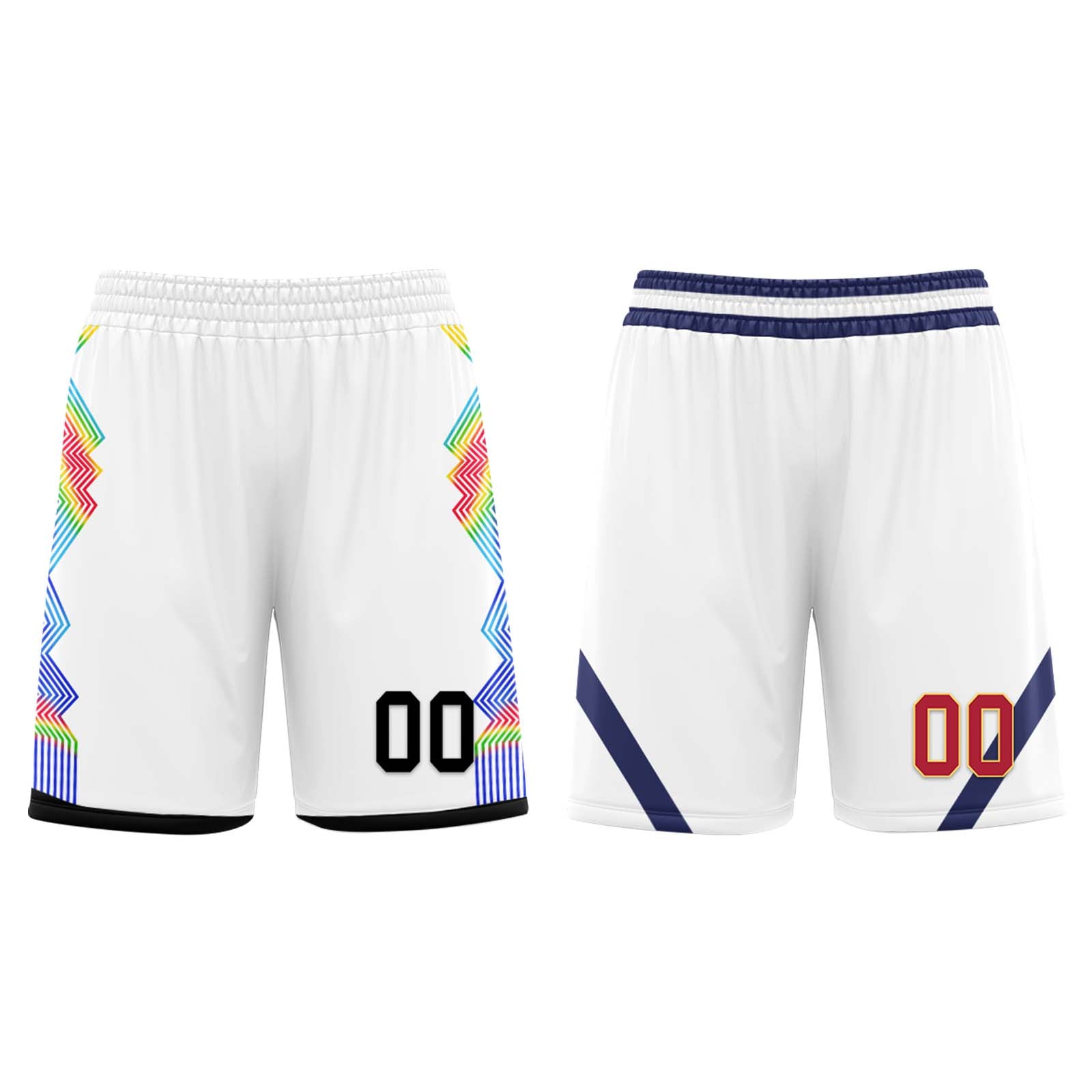Custom White Rainbow Denver City Edition Personalized Reversible Basketball Set Sports Basketball Jersey BBJ01R-D0610-8