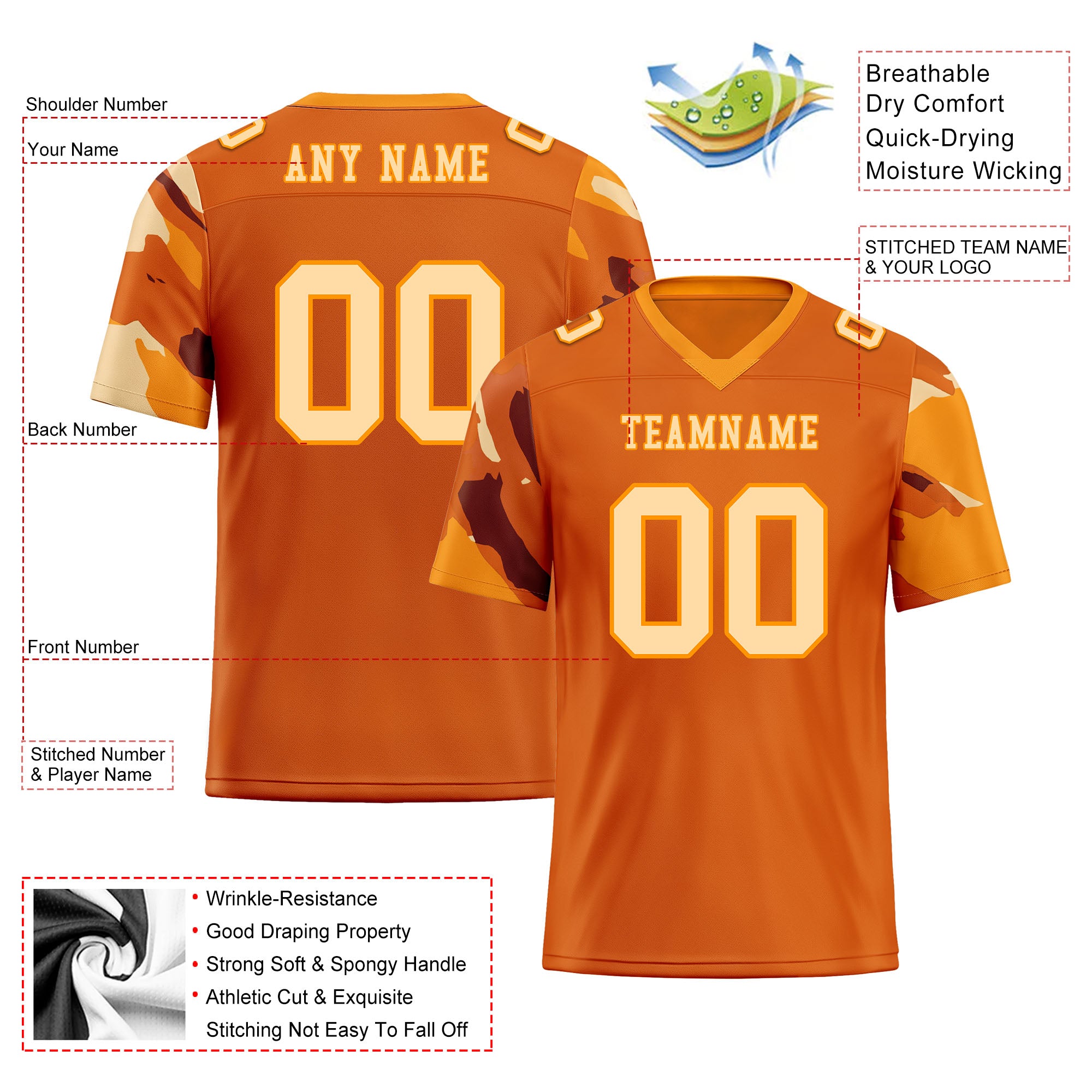 Custom Camo Personalized Authentic Football Jersey FBJ02-D06130