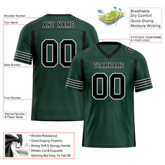 Custom Dark Geen Black Striped Sleeves Personalized Authentic Football Jersey FBJ02-D06065