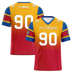 Custom Yellow Red Pittsburgh Personalized Authentic Football Jersey FBJ02-D020249-30