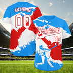 Custom Blue White Fiery Red Puerto Rico Flag Personalized Authentic Baseball Jersey BSBJ01-E06022-4