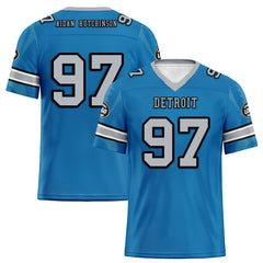 Custom Blue Detroit Personalized Authentic Football Jersey FBJ02-D025033-9