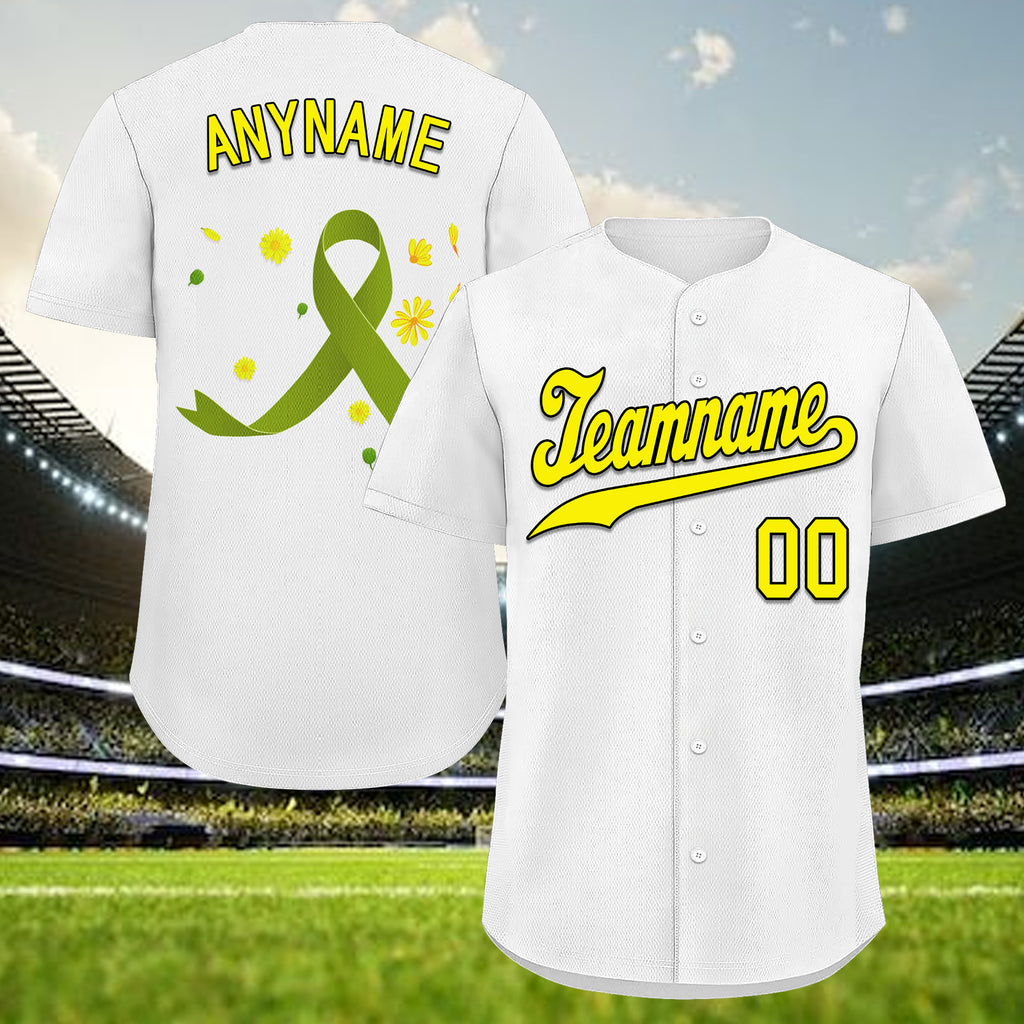 Custom White World Cancer Day Personalized Authentic Baseball Jersey BSBJ01-E06020-5