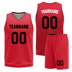 Custom Black Red Classic Style Reversible Basketball Uniform Personalized COOLMAX BBJR-D017018