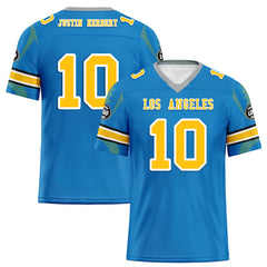 Custom Blue Los Angeles Personalized Authentic Football Jersey FBJ02-D025033-24