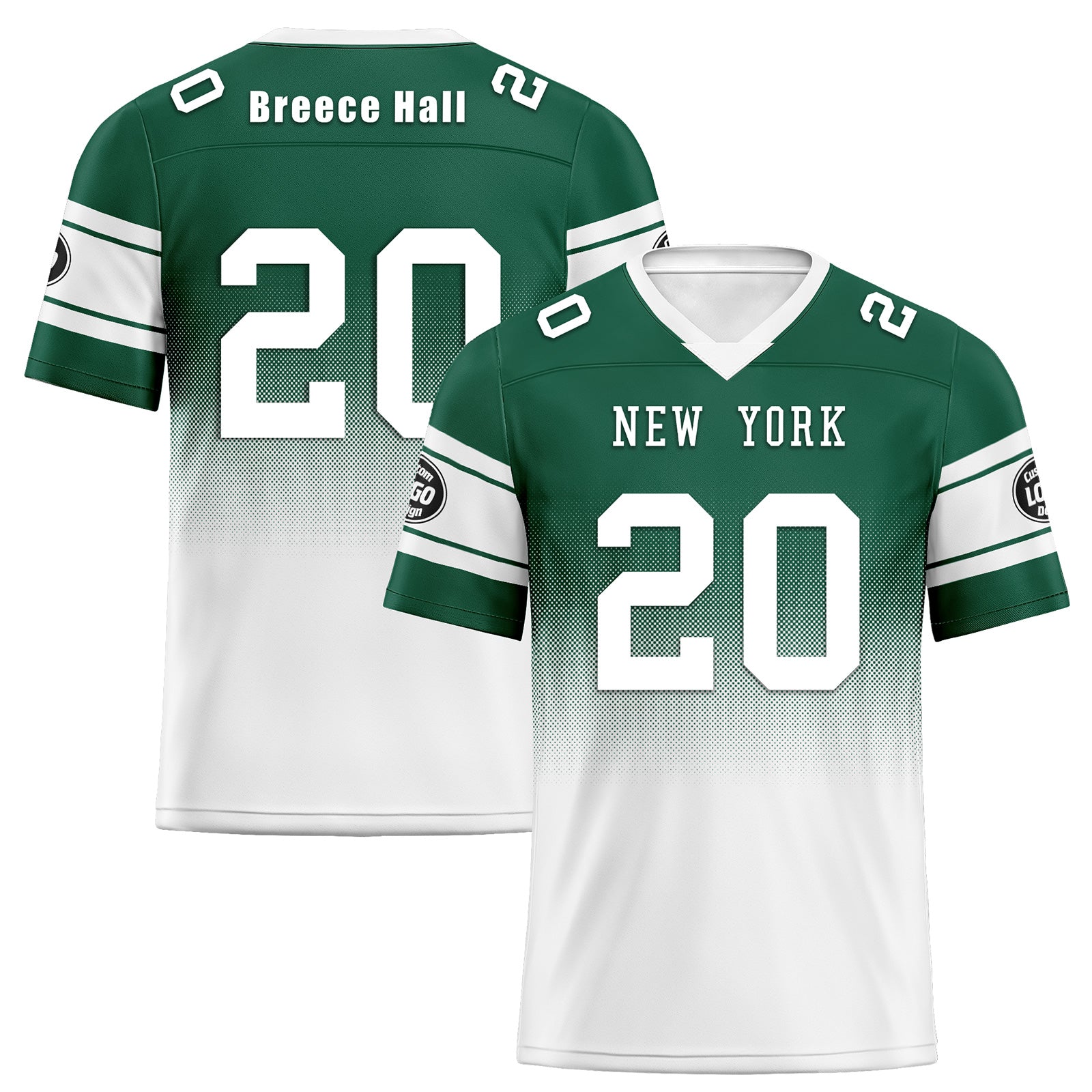 Custom Green White New York Football Jersey and Hat Combo Offer Personalized Combo ZH-D020326-28
