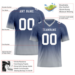 Custom Gray Blue Fade Fashion Personalized Authentic Football Jersey FBJ02-D06109