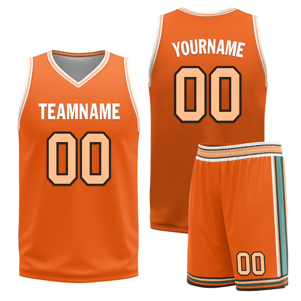 Custom White Orange Classic Style Reversible Basketball Uniform Personalized Ordinary BBJR-D017052
