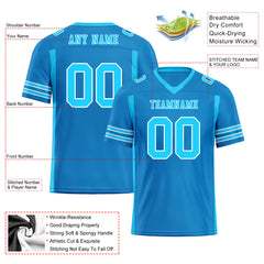 Custom Blue Striped Sleeves Personalized Authentic Football Jersey FBJ02-D06080