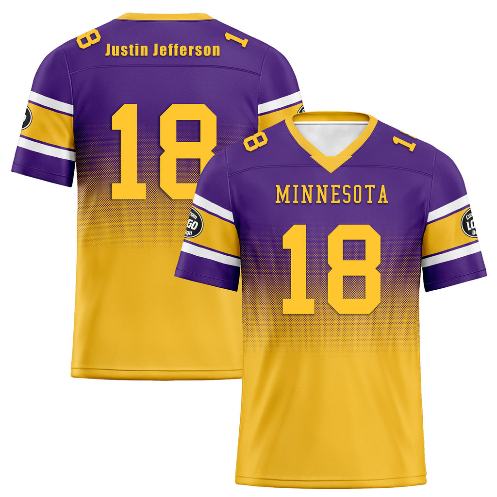 Custom Purple Yellow Minnesota Football Jersey and Hat Combo Offer Personalized Combo ZH-D020326-17