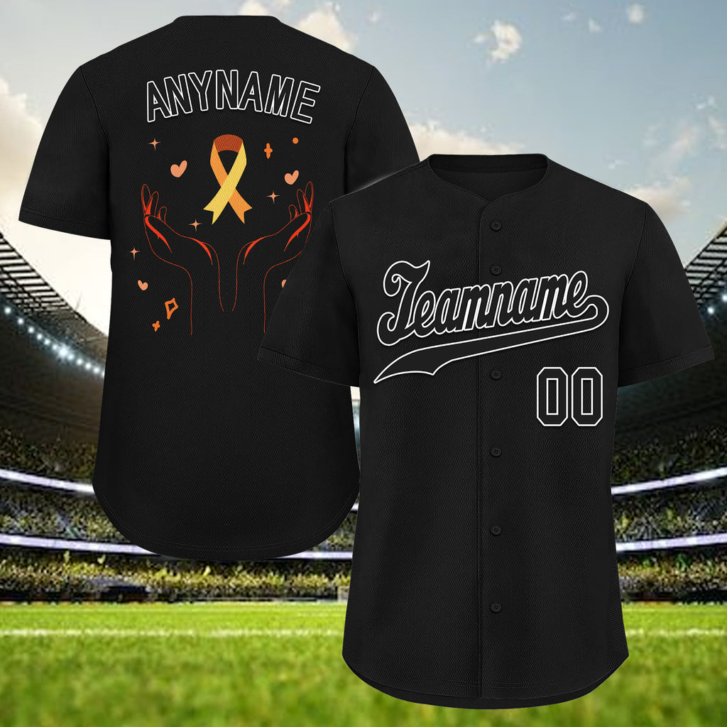 Custom Black World Cancer Day Personalized Authentic Baseball Jersey BSBJ01-E06020-4