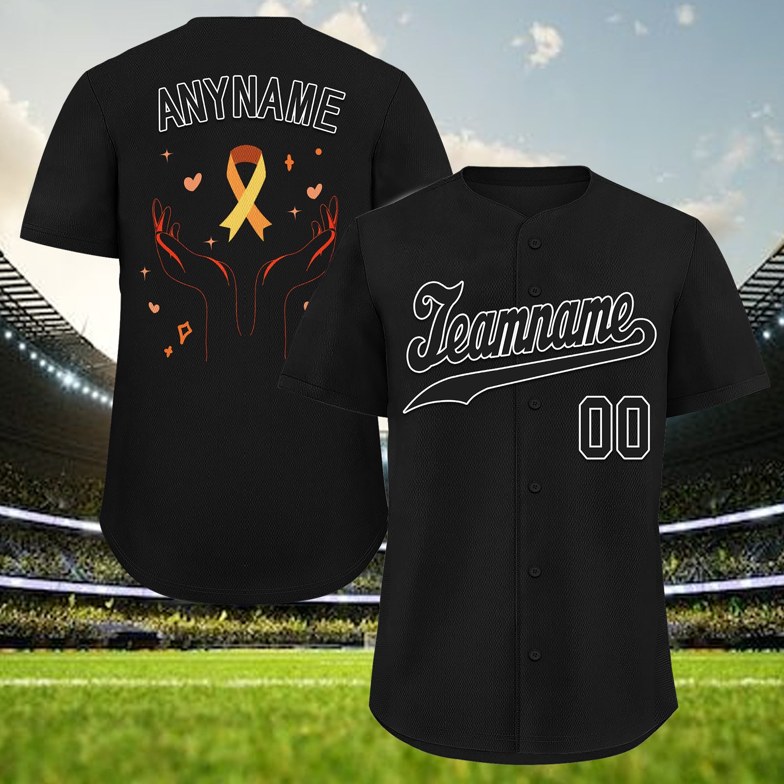Custom Black World Cancer Day Personalized Authentic Baseball Jersey BSBJ01-E06020-4