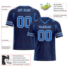 Custom Blue Striped Sleeves Personalized Authentic Football Jersey FBJ02-D06077