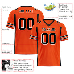 Custom Black Orange Striped Sleeves Personalized Authentic Football Jersey FBJ02-D06066