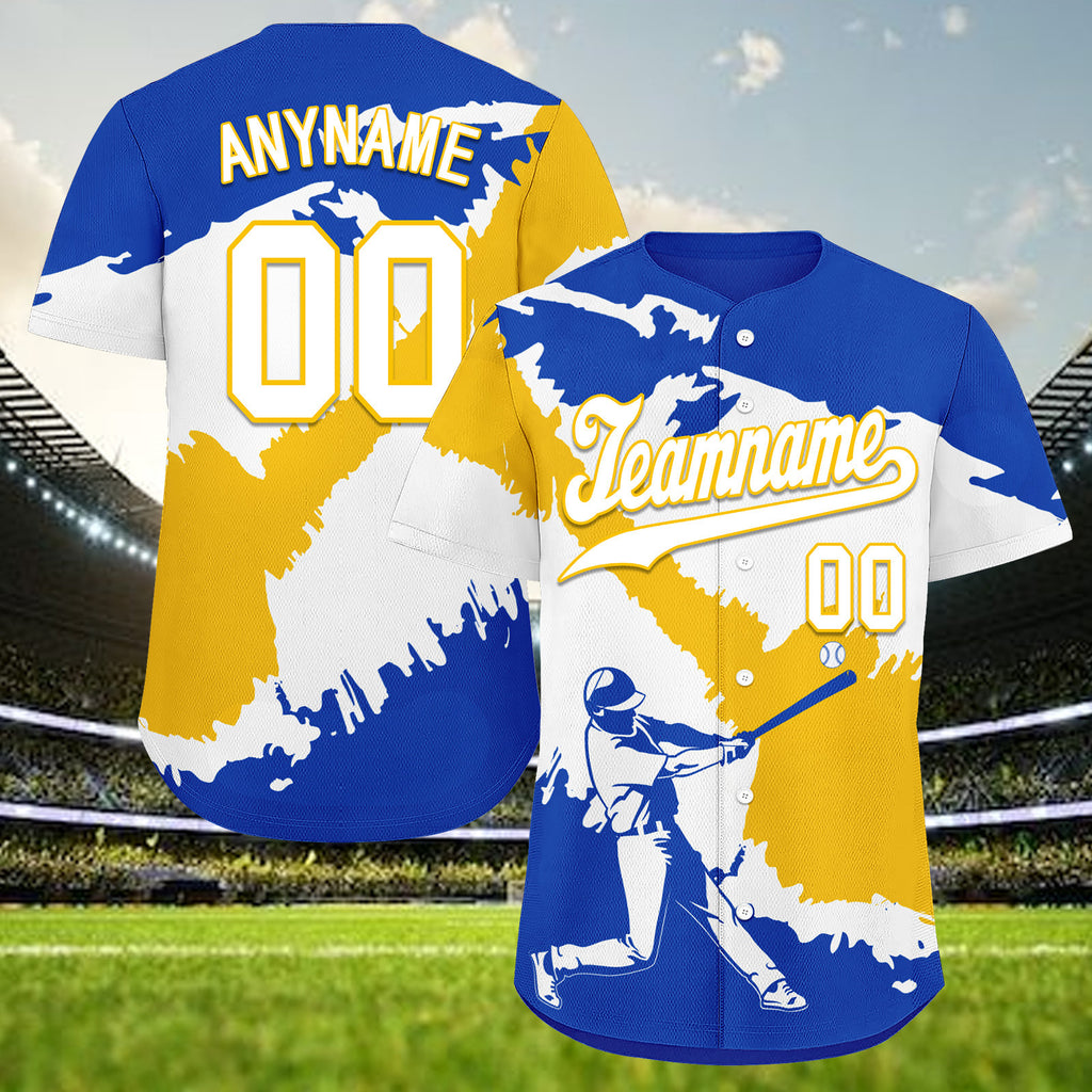Custom Blue White Yellow Uruguayan Flag Personalized Authentic Baseball Jersey BSBJ01-E06022-7