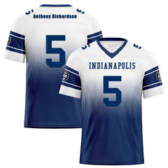 Custom White Blue Indianapolis Personalized Authentic Football Jersey FBJ02-D020249-14