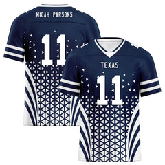 Custom Blue White Texas Personalized Authentic Football Jersey FBJ02-D023033-9