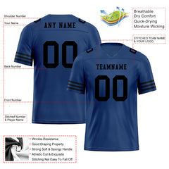 Custom Dark Blue Black Striped Sleeves Personalized Authentic Football Jersey FBJ02-D06034