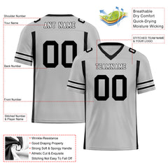 Custom Gray Black Striped Sleeves Personalized Authentic Football Jersey FBJ02-D06055