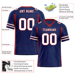 Custom Blue Red Striped Sleeves Personalized Authentic Football Jersey FBJ02-D06060