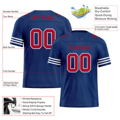 Custom Dark Blue Red Striped Sleeves Personalized Authentic Football Jersey FBJ02-D06044