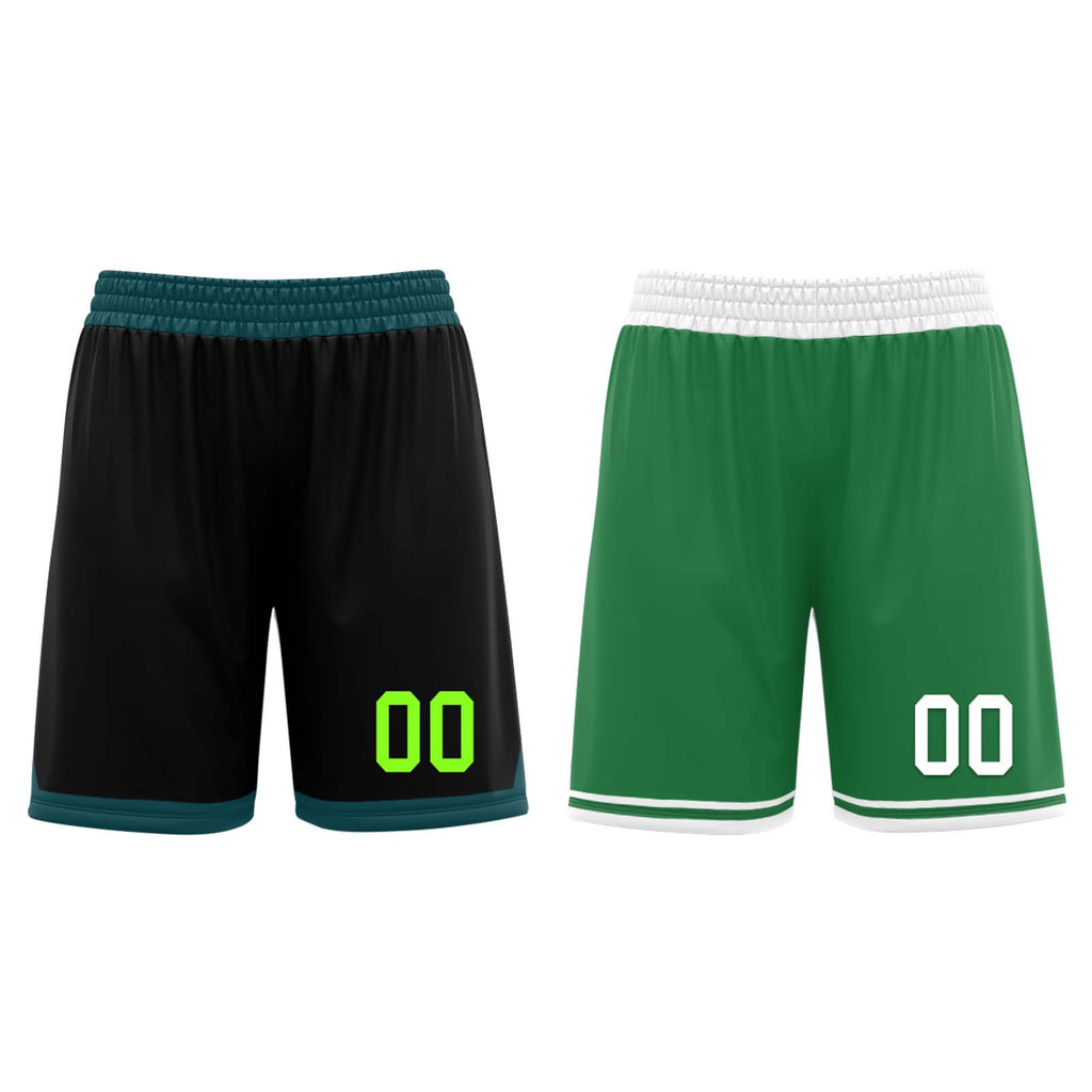 Custom Black Green Boston City Edition Personalized Reversible Basketball Set Sports Basketball Jersey BBJ01R-D0610-2
