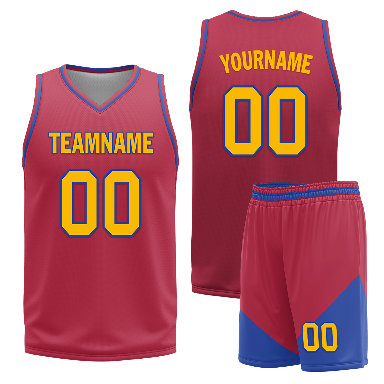 Custom Blue Red Classic Style Reversible Basketball Uniform Personalized COOLMAX BBJR-D017029