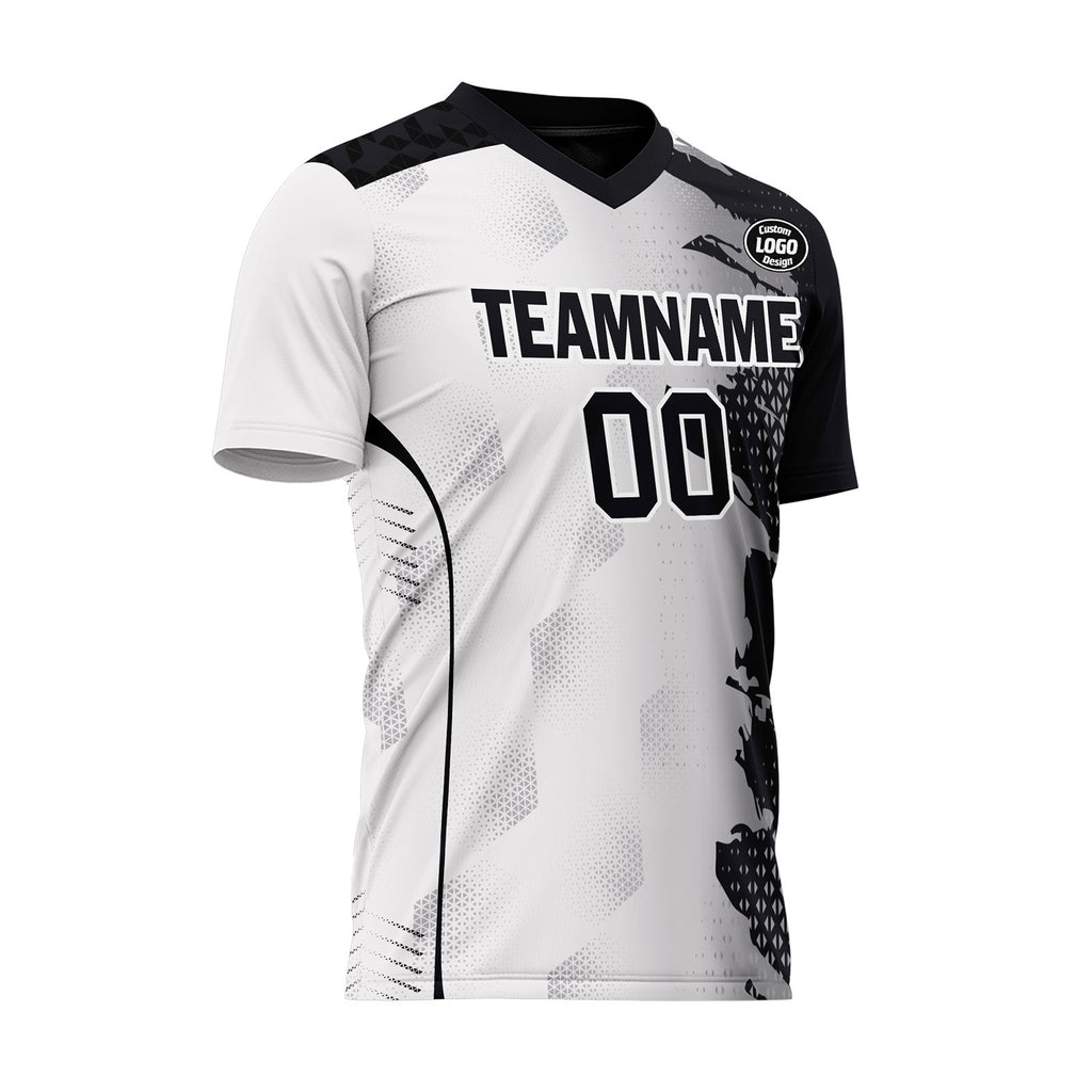 Custom Black White Soccer Sets Jersey Personalized SCJ101-D020210-2