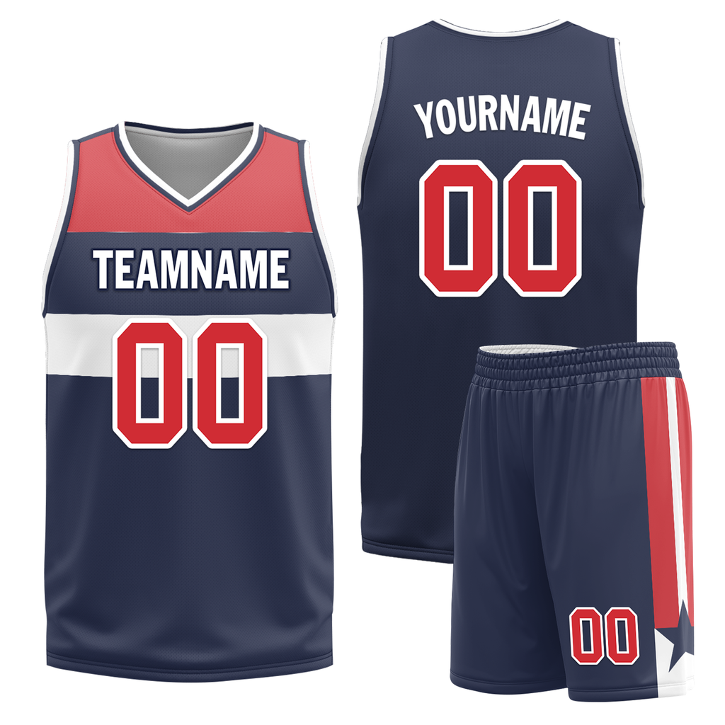 Custom White Blue Classic Style Reversible Basketball Uniform Personalized COOLMAX BBJR-D017023