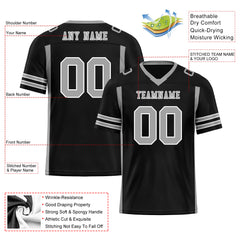 Custom Black Gray Striped Sleeves Personalized Authentic Football Jersey FBJ02-D06076