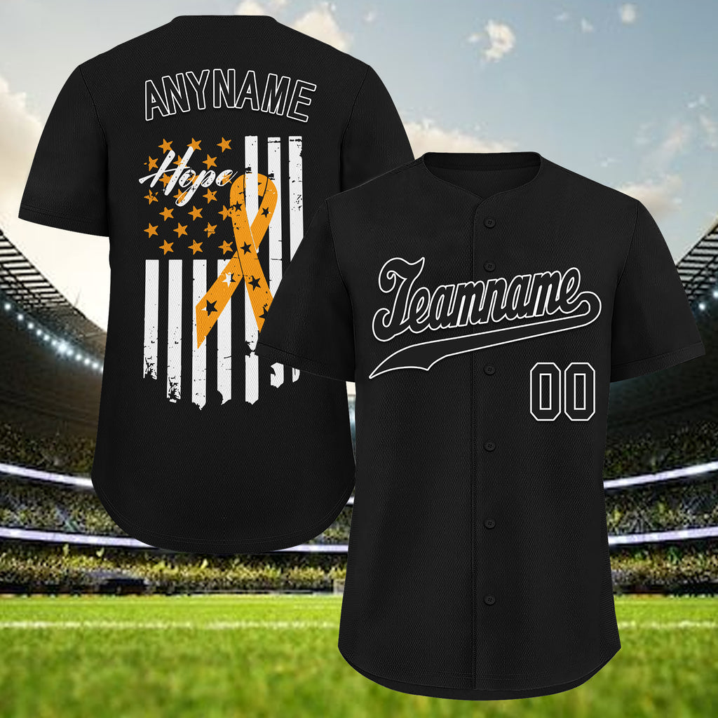 Custom Black World Cancer Day Personalized Authentic Baseball Jersey BSBJ01-E06020-14