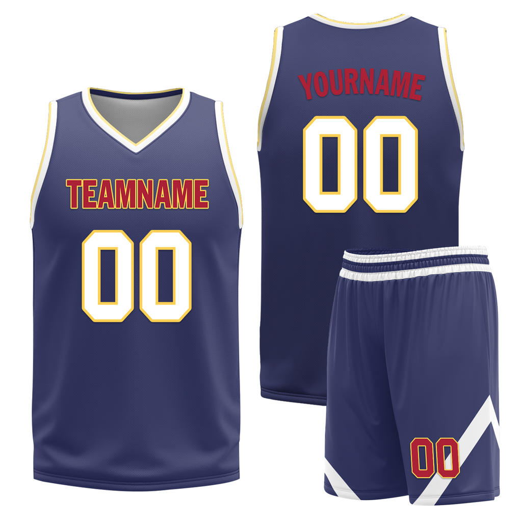 Custom White Blue Classic Style Reversible Basketball Uniform Personalized Ordinary BBJR-D017030