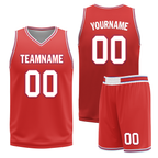 Custom White Red Classic Style Reversible Basketball Uniform Personalized COOLMAX BBJR-D017041