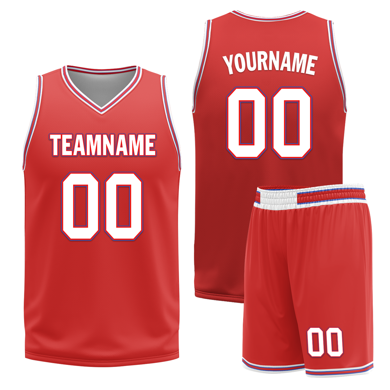 Custom White Red Classic Style Reversible Basketball Uniform Personalized COOLMAX BBJR-D017041